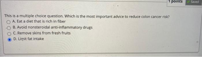 Solved 1 points Saved This is a multiple choice question. | Chegg.com