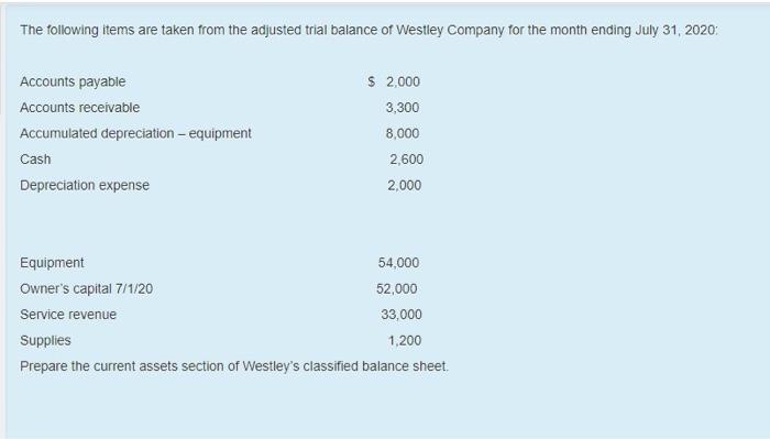 Solved The Following Items Are Taken From The Adjusted Trial | Chegg.com