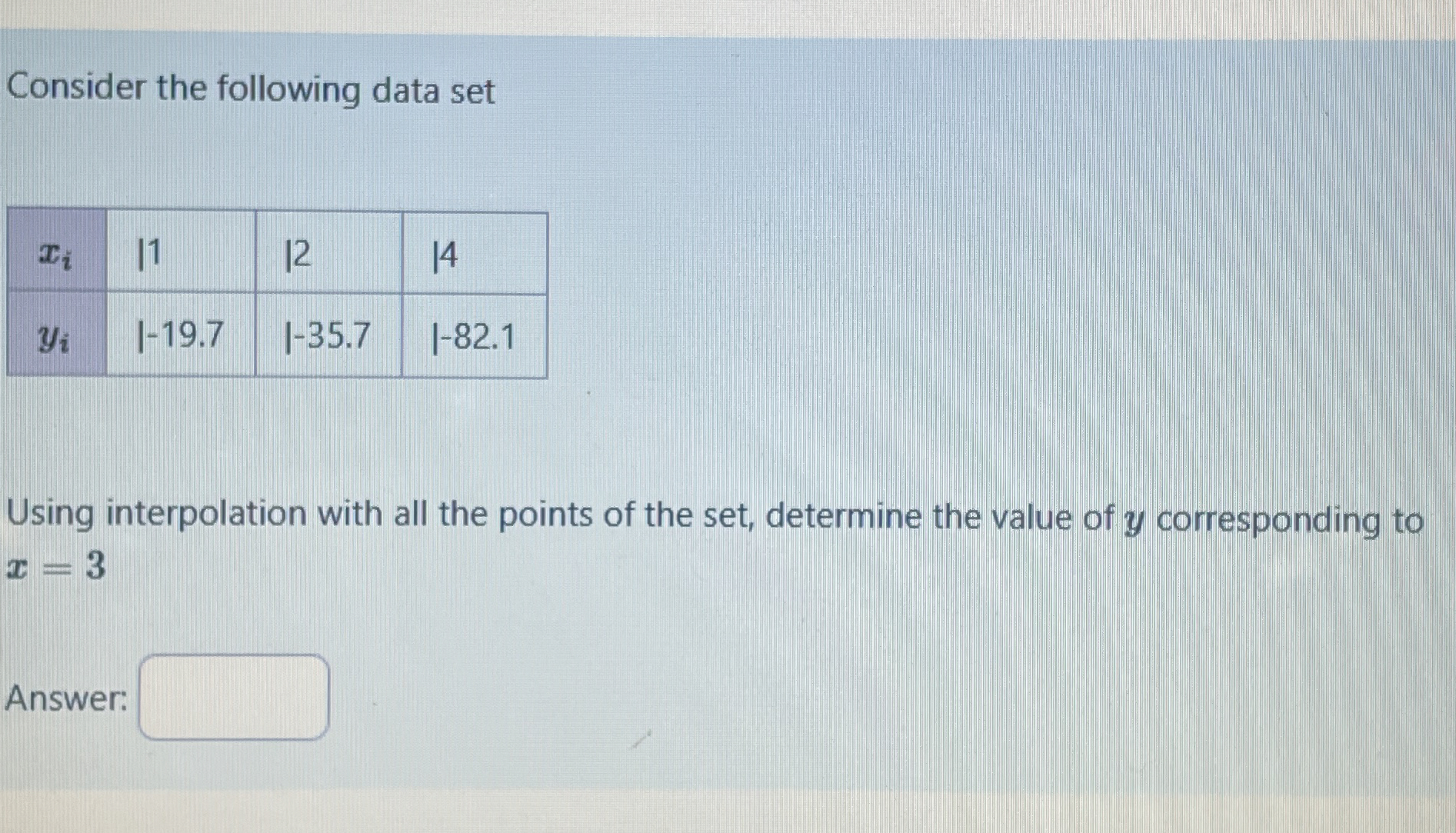 Solved Consider the following data | Chegg.com
