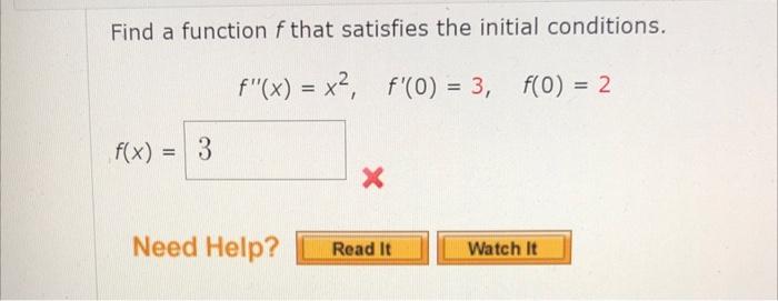 Solved Find a function f that satisfies the initial | Chegg.com