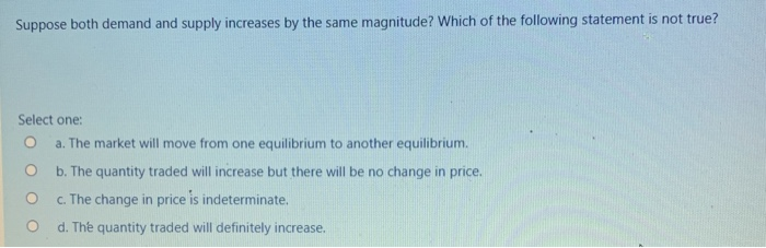 Solved Suppose both demand and supply increases by the same | Chegg.com