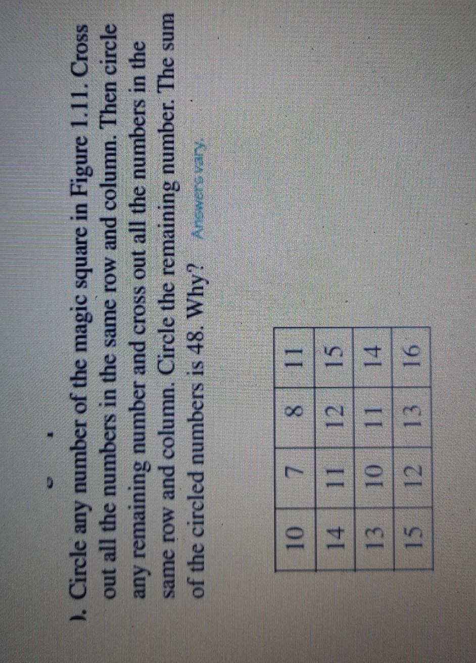 Solved ). Circle any number of the magic square in Figure | Chegg.com