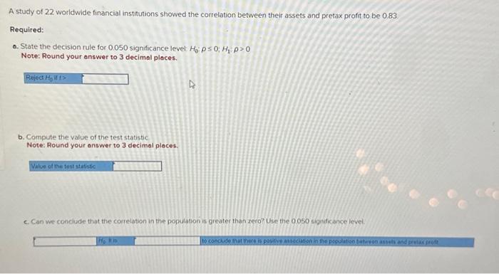 Solved A Study Of 22 Worldwide Financial Institutions Showed | Chegg.com