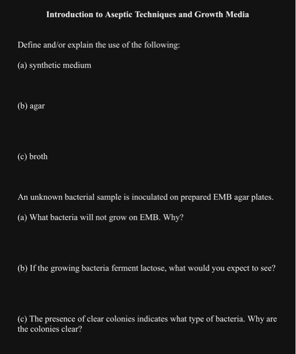 Solved 1. Define and compare what is "sterile" and "clean".