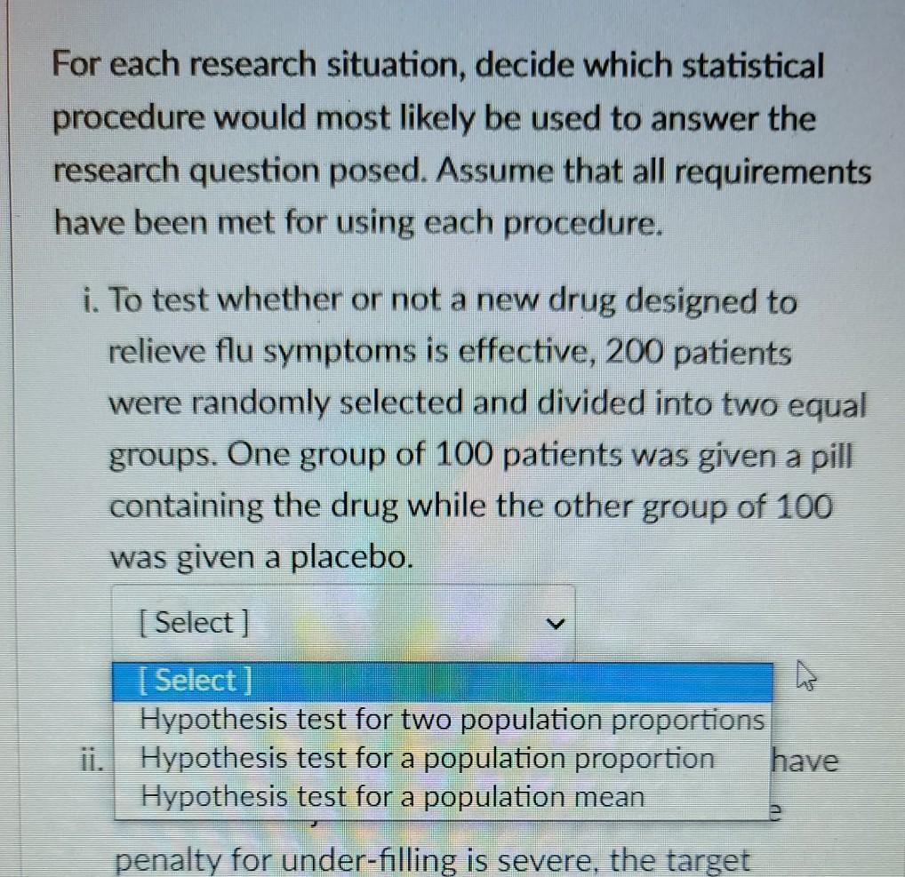 Solved For Each Research Situation, Decide Which Statistical | Chegg.com