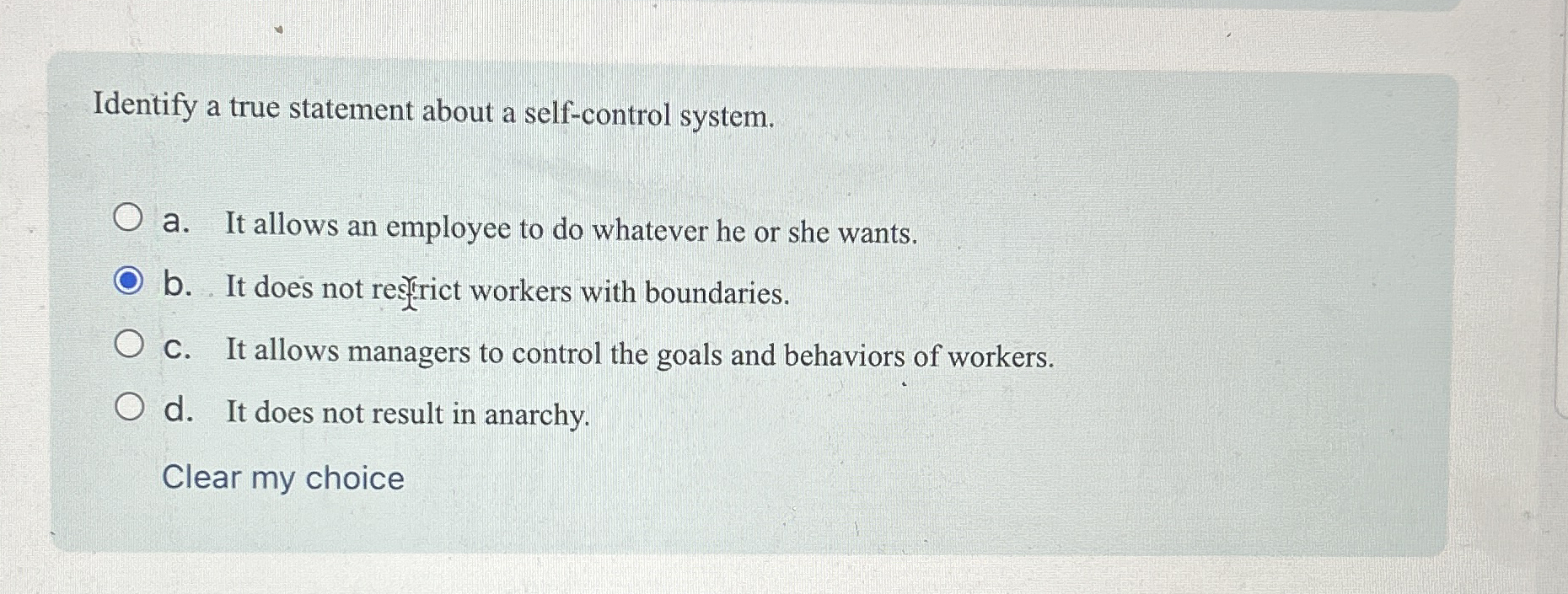 Solved Identify A True Statement About A Self-control 