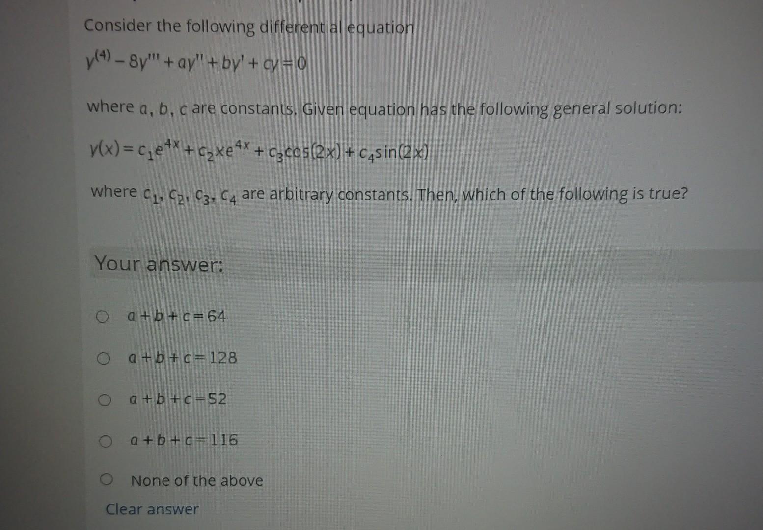 Solved Consider the following differential equation y (4) - | Chegg.com