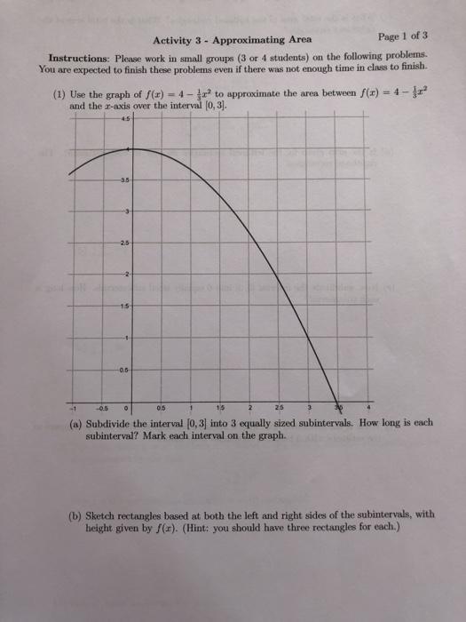 Solved Page 1 of 3 Activity 3 - Approximating Area | Chegg.com
