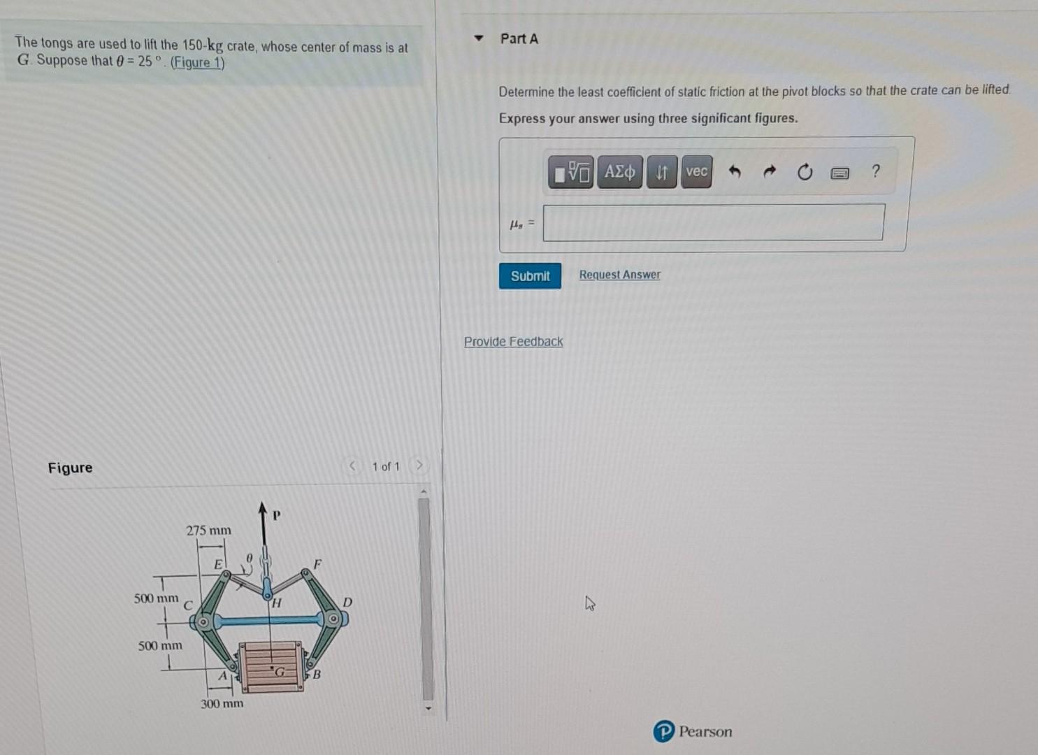 Solved Part A The tongs are used to lift the 150kg crate,