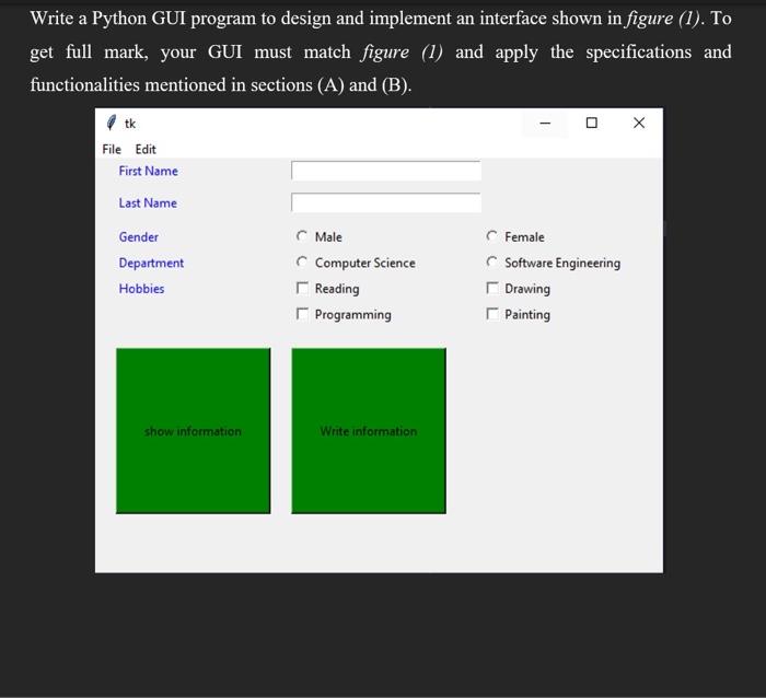 Solved Write A Python Gui Program To Design And Implement An 5053