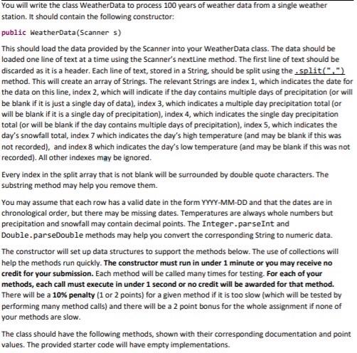 Solved You will write the class WeatherData to process 100 | Chegg.com