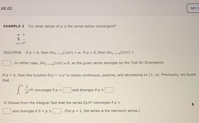 Solved AE.02. MYN EXAMPLE 2 For what values of p is the | Chegg.com