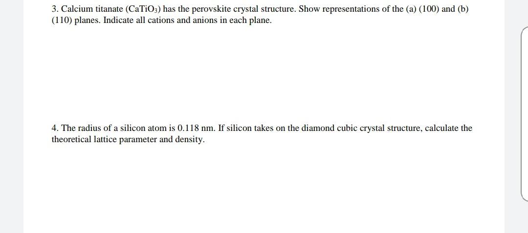 Solved 3. Calcium titanate (CaTiO3) has the perovskite | Chegg.com