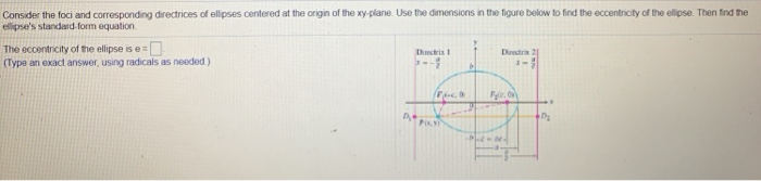 Solved Consider the foci and corresponding directrices of | Chegg.com