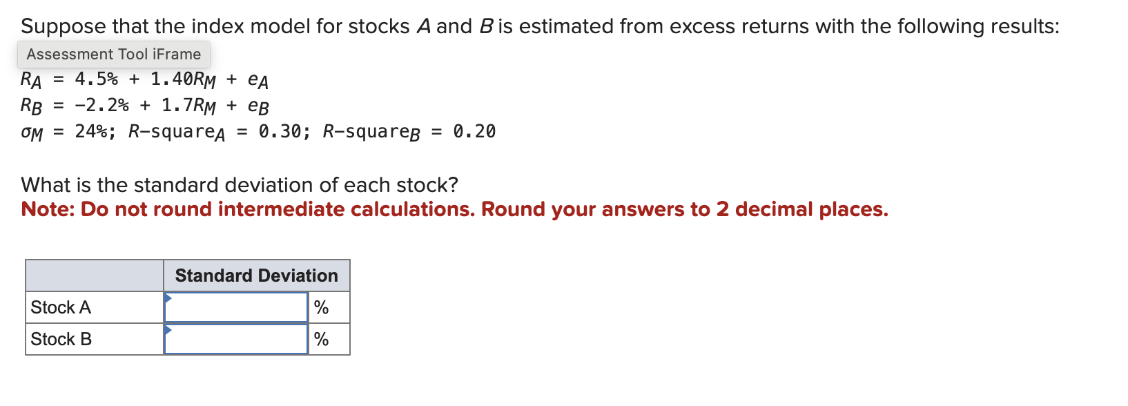 Solved Suppose That The Index Model For Stocks A And B ﻿is | Chegg.com