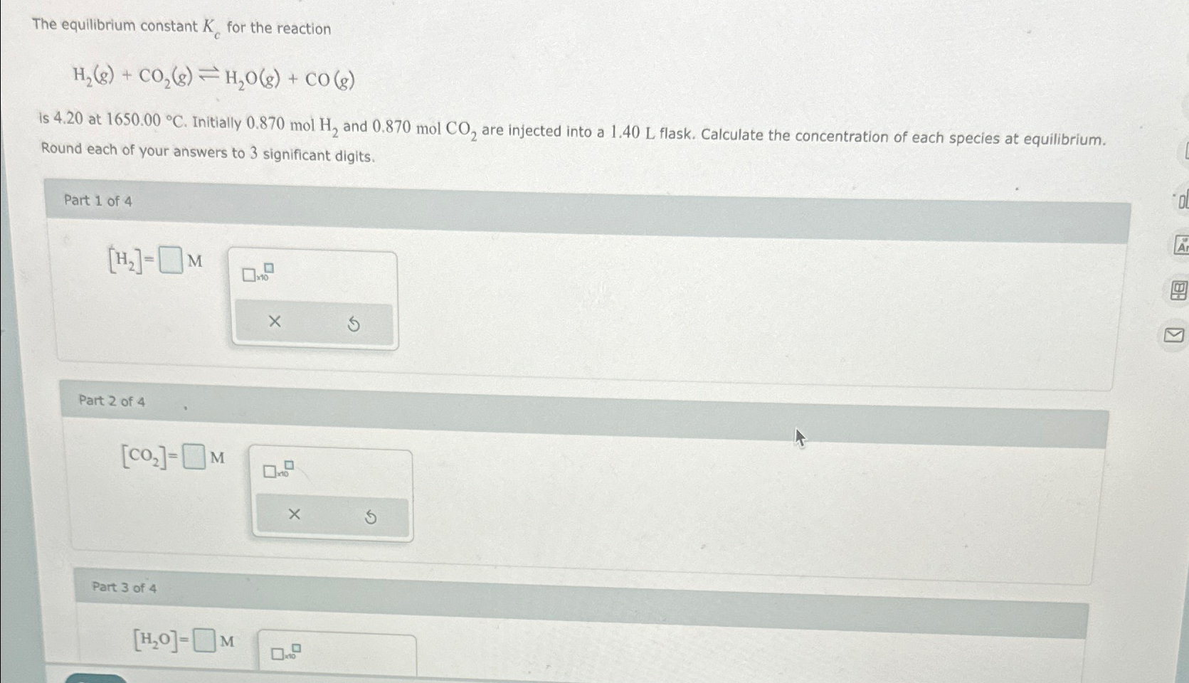 Solved The Equilibrium Constant Kc ﻿for The | Chegg.com