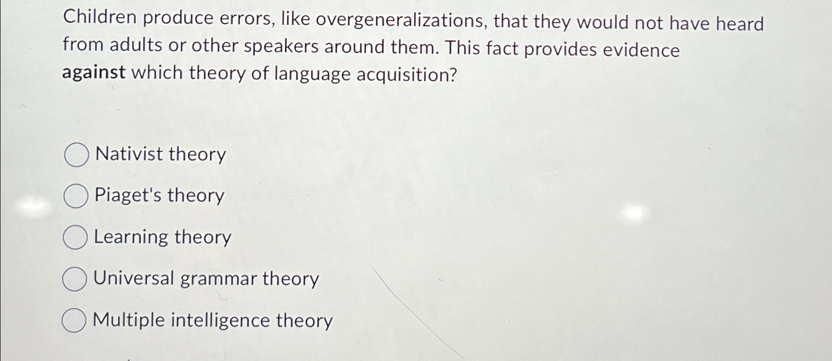 Solved Children produce errors like overgeneralizations Chegg