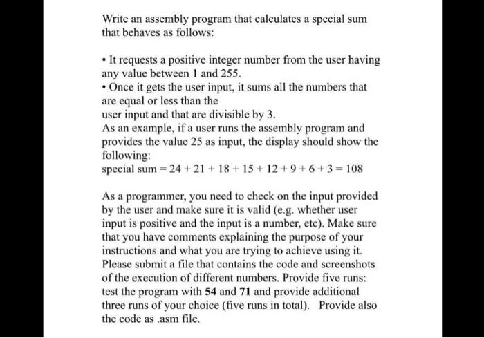 Solved Write an assembly program that calculates a special | Chegg.com