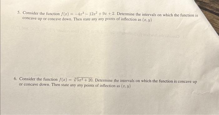 Solved 5 Consider The Function F X −4x3−12x2 9x 2