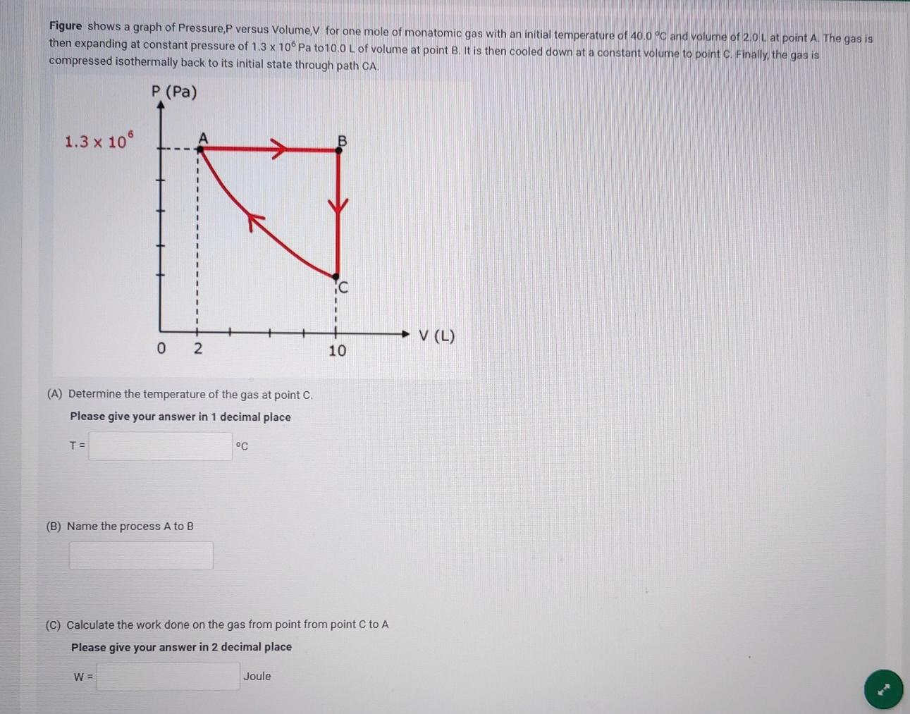 Solved Figure shows a graph of Pressure,P versus Volume V | Chegg.com