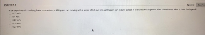 Solved Question 2 4 points Save and In an experiment in | Chegg.com