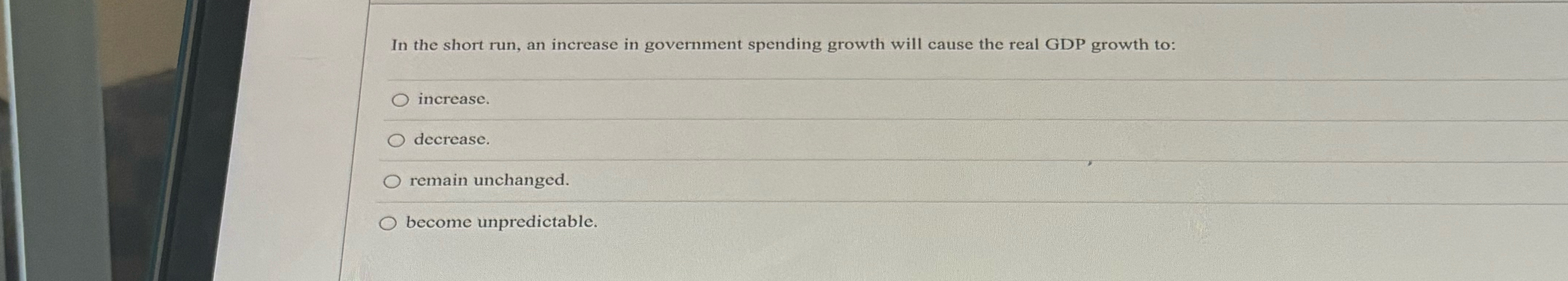 Solved In the short run, an increase in government spending | Chegg.com