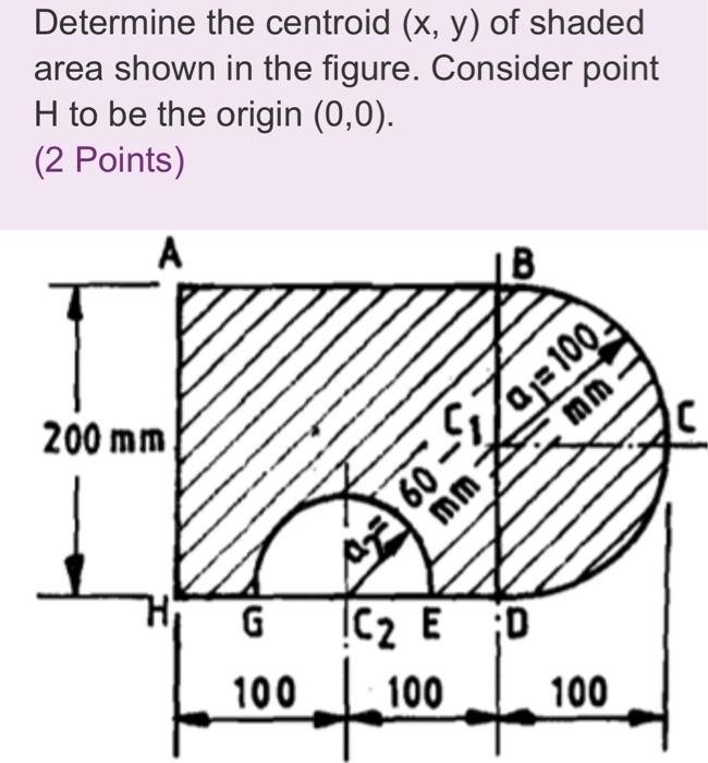 Solved Determine the centroid (x, y) of shaded area shown in | Chegg.com