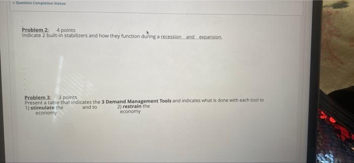 Solved Question Completion Status Problem 1 6 points Show | Chegg.com