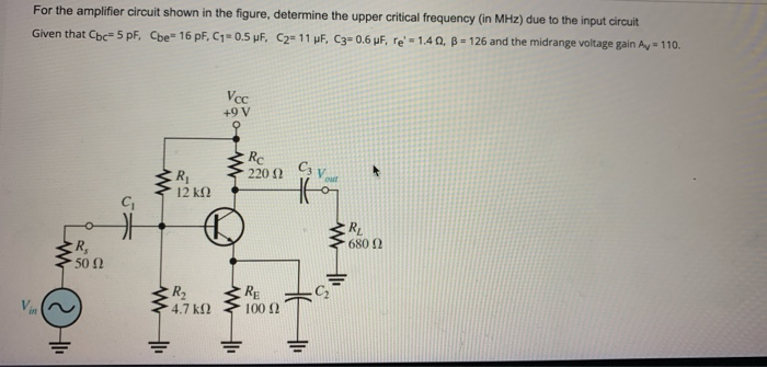 Solved For the amplifier circuit shown in the figure, | Chegg.com