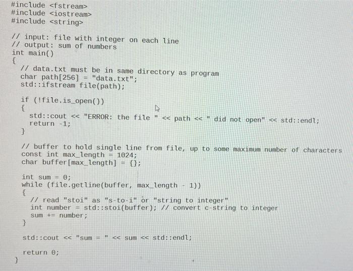 Solved 9. (a) Modify file.sum.cpp to calculate the average | Chegg.com