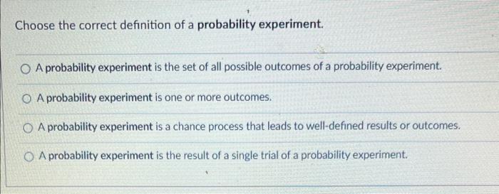 the probability experiment is