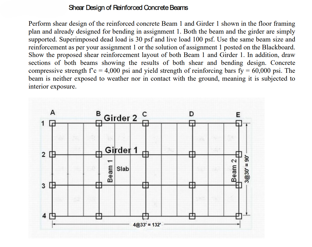 Solved Shear Design of Reinforced Concrete Beams Perform | Chegg.com