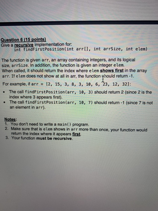 Solved Question 6 (15 points) Give a recursive | Chegg.com