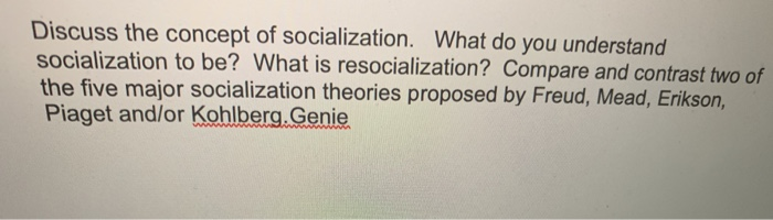 Solved Discuss the concept of socialization. What do you Chegg