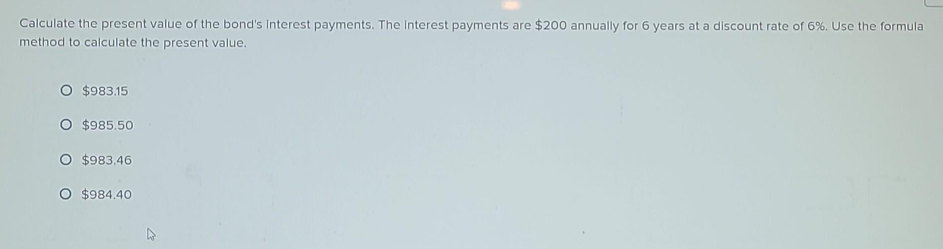 calculate present value of bond interest payments
