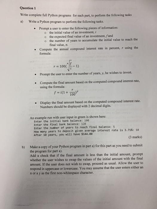 Solved Question 1 Write Complete Full Python Programs For Chegg Com