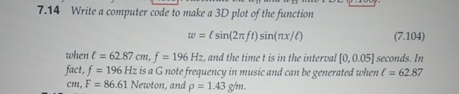 Solved 7.14 Write a computer code to make a 3D plot of the | Chegg.com