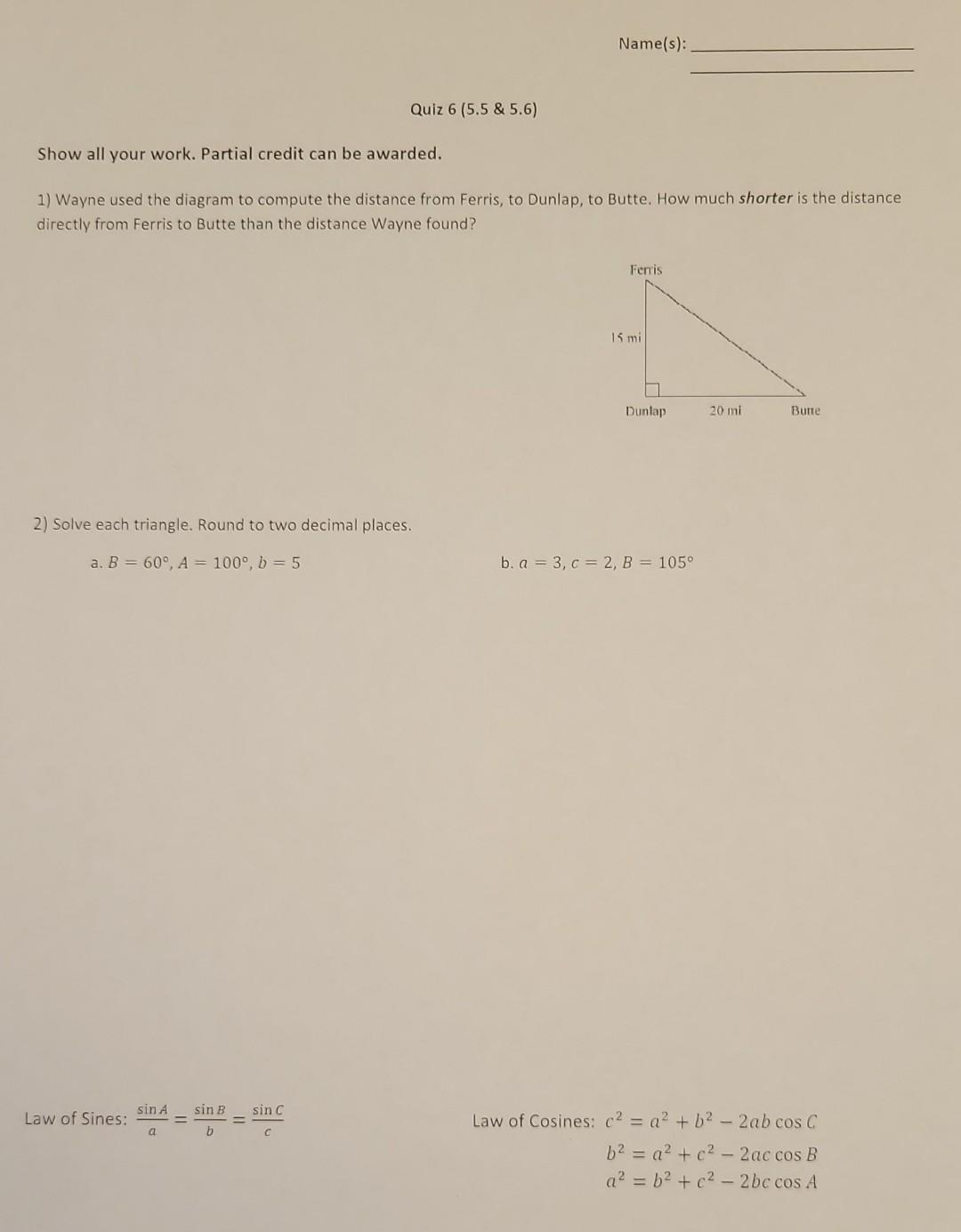 Solved Show all your work. Partial credit can be awarded. 1) | Chegg.com
