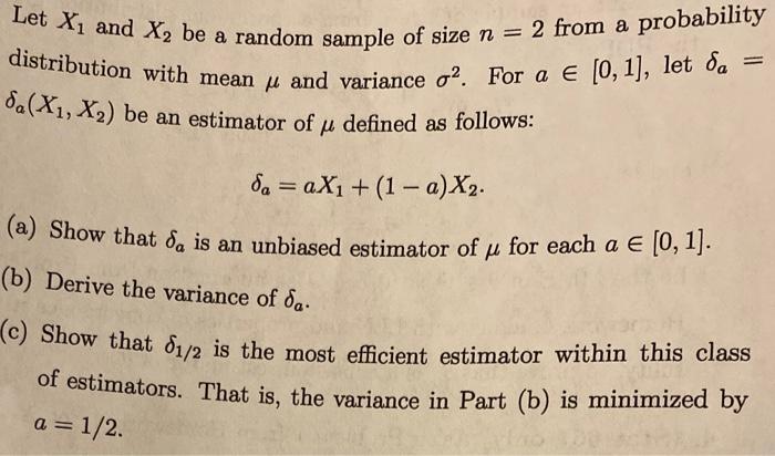 Solved Let X1 and X2 be a random sample of size n = 2 from a | Chegg.com