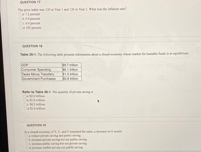 Solved The price index was 120 in Year 1 and 126 in Year 2 . | Chegg.com