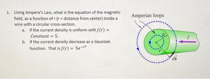 Solved 1. Using Ampere's Law, What Is The Equation Of The | Chegg.com