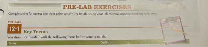 Solved PRE-LAB EXERCISES Complete The Following Exercises | Chegg.com