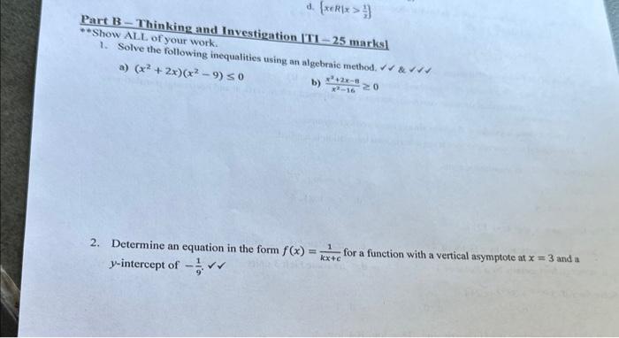 Solved Part B - Thinking And Investigation [T] -25 Marks] ** | Chegg.com