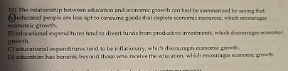 Solved The relationship between education and economic | Chegg.com