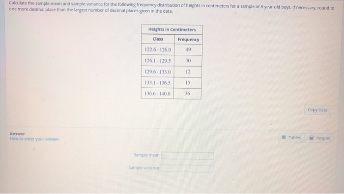 Solved Calculate the sample mean and sample variance for the | Chegg.com