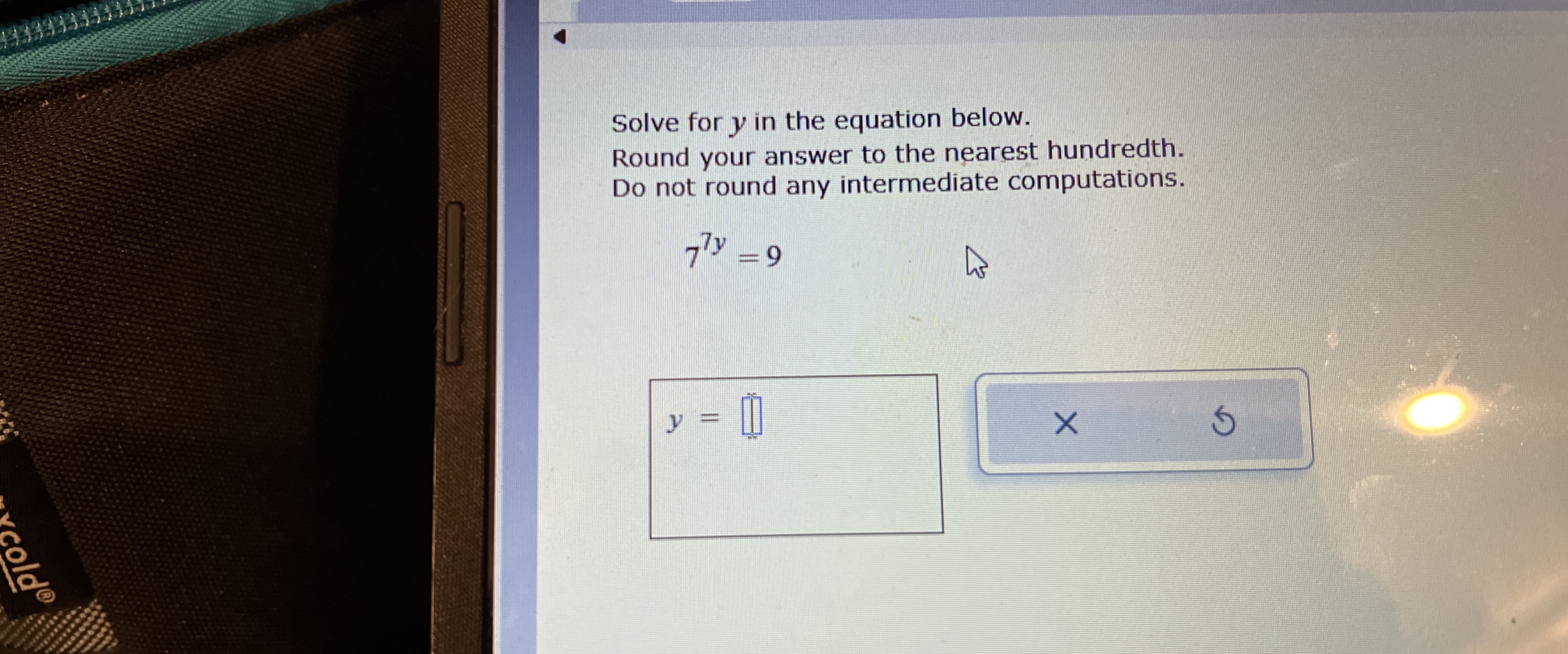 Solved Solve for y ﻿in the equation below.Round your answer | Chegg.com