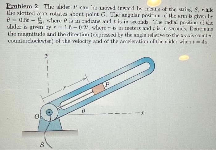 Solved Problem 2: The slider P can be moved inward by means | Chegg.com