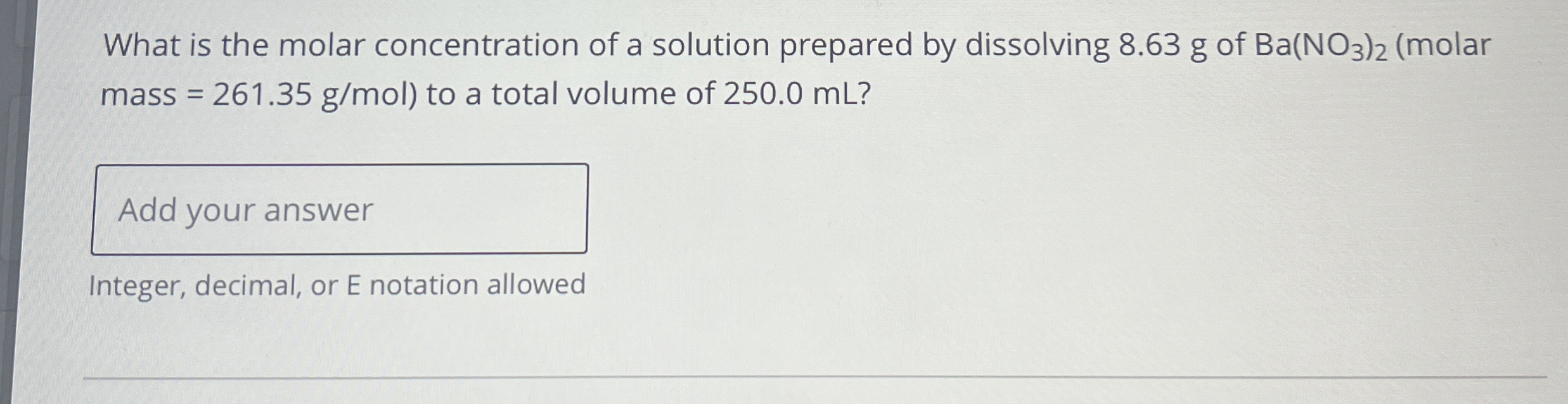 What is the molar concentration of a solution | Chegg.com