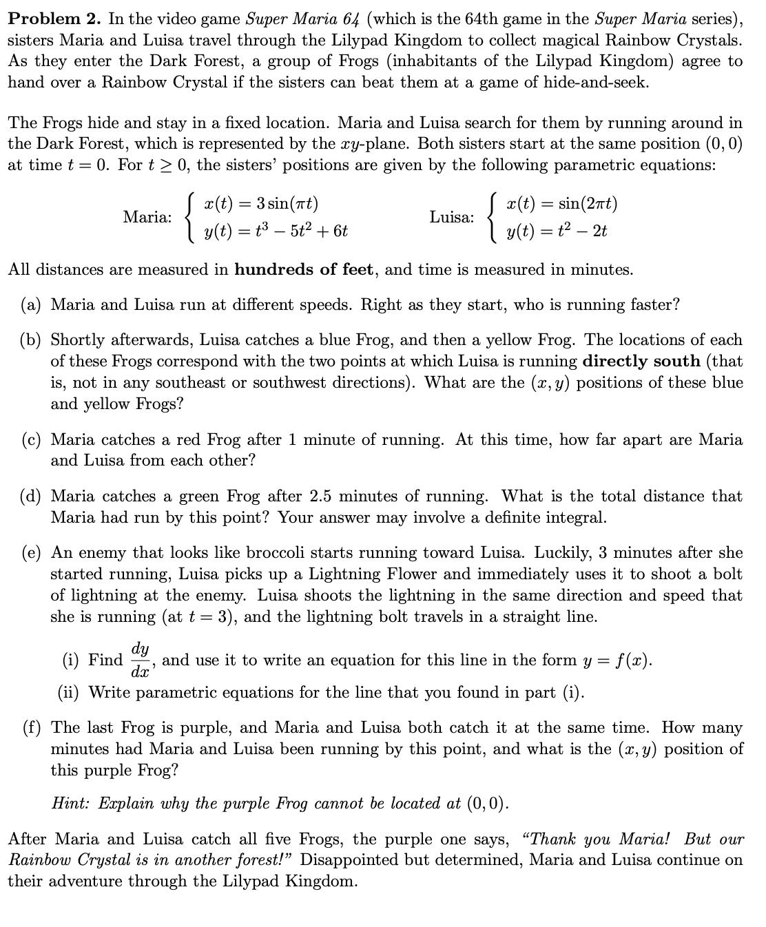 Maria Problem In Math Solved Problem 2. In the video game Super Maria 64 (which | Chegg.com