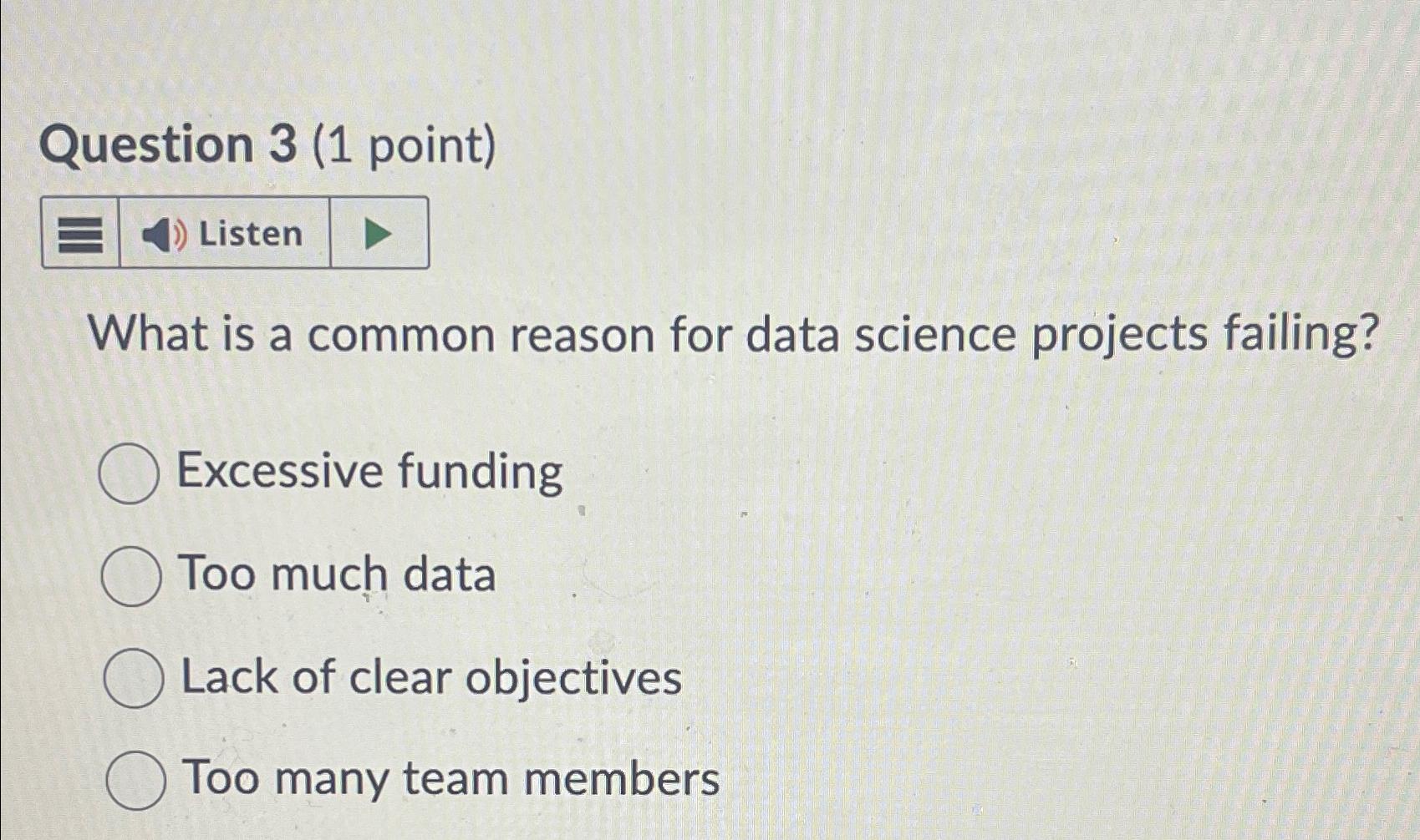 Solved Question 3 (1 ﻿point)What is a common reason for data | Chegg.com